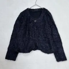 Q156ウールニット起毛カーディガン　ショート