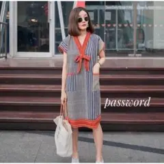 新品 XL 綿100 エスニック ワンピース ストライプ ゆったり 涼しい 半袖