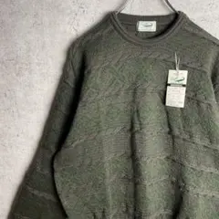 未使用品 クロコダイル ウール デザインニット セーター 3D 立体編み 日本製