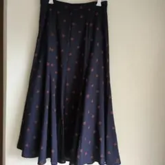 NATURALBEAUTYBASICネイビー オレンジドット フレアスカート　さ
