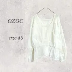 オゾック/レースブラウス/白/40/長袖/ナチュラル/スクエア/No.2241