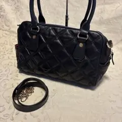 renoma ハンドバッグ キルティング ショルダーバッグ 2way レザー 黒