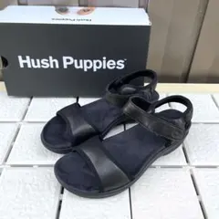 新品 23.5 Hush Puppies ストラップ　サンダル　黒　ぺたんこのサムネイル