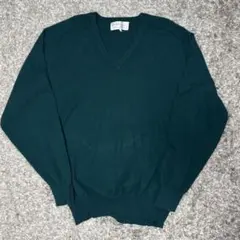 90sダークグリーン Vネック ニットセーター