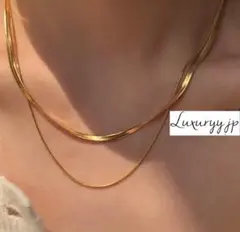ネックレス ゴールドシルバー 爆売✨2連 サージカルステンレス スネークチェーン