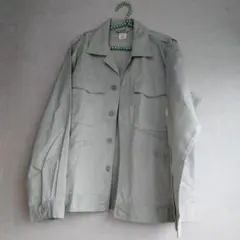 ライトグレー レトロ　ブルゾン　作業着　ワークシャツ　ミリタリージャケ