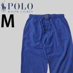 ラルフローレン イージーパンツ ブルー 総柄ポニー M パジャマパンツ