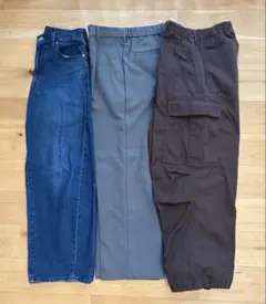 【激安】GU バレルレッグジーンズ、スーパーワイドカーゴパンツ、バギースラックスのサムネイル
