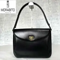 【良品】MORABITO BLACK レザー ゴールド金具 ワンハンドルバッグ