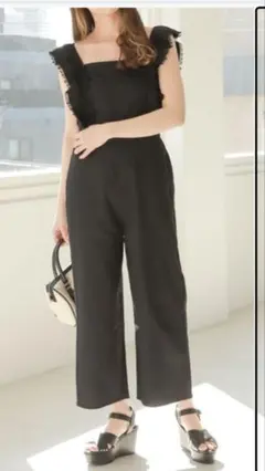 【新品タグつき】heather フリルnsオールインワン　ブラック