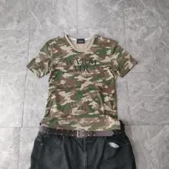 camo print logo t shirt y2k　eのサムネイル