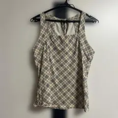 専用バーバリー ホルターネック タンクトップ ノバチェック リボン ホースロゴ BURBERRY ノバチェック ホルターネック タンクトップ 38 ベージュ