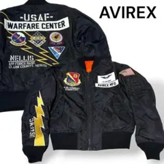 AVIREX USAF MA-1 ジャケット 黒 メンズM 刺繍　ロゴ　y2k