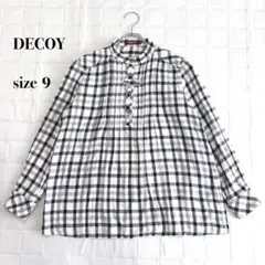 DECOY デコイ チェック柄 プルオーバーブラウス 9号 七分袖 ナチュラルのサムネイル