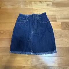 MOUSSY デニム ミニスカート フリンジ インディゴ 0
