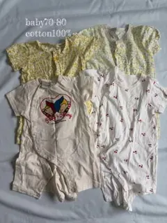 70-80サイズ 綿100%カバーオール4点セット 女の子