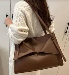 残り1点⚠️ZARAジャンル 海外ブランド きれいめ茶色 大容量トートバッグ 上品