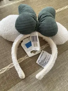 海外ディズニー ミッキー型カチューシャ ホワイトとグリーン 新品