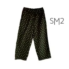 SM2 花柄 刺繍 クロップドパンツ ブラック 総ゴム ナチュラル ゆったり