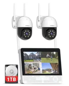 【未使用品】 モニター・カメラ4台・付属品完備の防犯カメラシステムです。 未使用品】 モニター・カメラ4台・付属品完備の防犯カメラシステムです