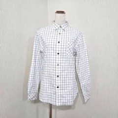 HERE’S STREET　チェック柄　長袖BDシャツ（M）綿100　ホワイト系