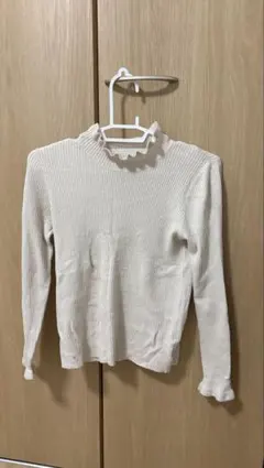 GRL リブ編みフリルネックセーター S