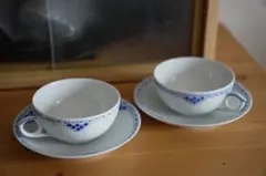 Royal Copenhagen カフェオレボウル 2個セット 白/青
