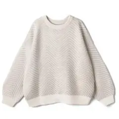【GRL】ヘリンボーンビッグニットトップス fo1404 Fサイズ グレージュ