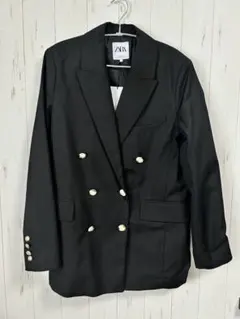 【新品未使用タグ付】ZARA 金ボタンブラック テーラードジャケット M