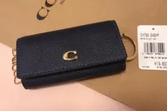 新品 COACH 6 リング キー ケース ネイビー