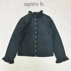 未使用級✨アニエスベー フリルリネン 長袖カーディガンブラウス黒 定価4.9万