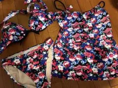 セパレート水着 3点セット ブラック 花柄 サイズ9号 - メルカリ