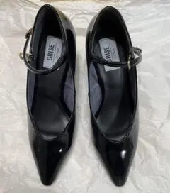 ルタロン ポインテッドトゥ ストラップ パンプス ブラック 黒 22cm