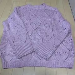 GRL グレイル　ハート透かし編みニットトップス　mb1550 ピンク