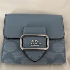 美品 ❗️COACHコーチスモールモーガンウォレットシグネチャーシャンブレー 財布