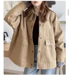 JaVaコラボ ミドル ボタン ファスナー ゆったりフィット ブルゾン