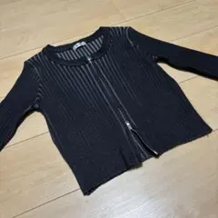 INGNIイング リブ ダブルジップカットソー 黒 春物