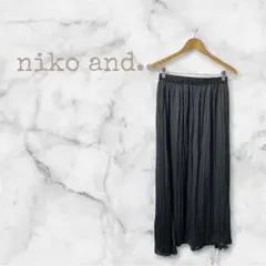 niko and... ニコアンド サテンプリーツ ロングスカート L グレー