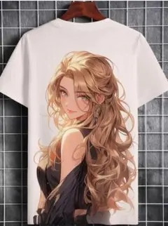 イラスト　アート　モデル　ブロンド　ホワイト　メンズ　Tシャツ　Ⅿサイズ