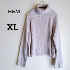 H&M リブニット タートルネック セーター XL ライトパープル