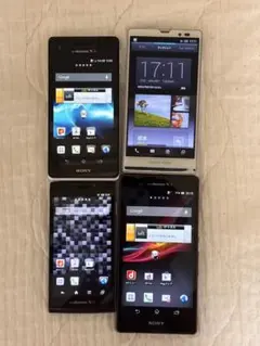 【通電・タッチ操作OK】Xperia AQUOS等 スマホ4台 ジャンク品