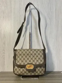 オールドグッチ　ショルダーバッグ　GG スプリーム　PVC レザー　ベージュ