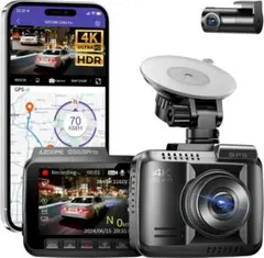 新品 4K ドライブレコーダー 前後 128G内蔵SDカード不要GPS WiFi 