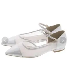 JELLY BEANS ポインテッドシアーコンビストラップパンプス　シルバー