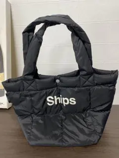TAION SHIPS ダウン素材 ブラック ミニトートバッグ