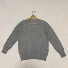 ［センスオブプレイス］Vネックニットセーター（F）グレー　長袖