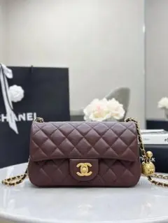 CHANEL ブラウン キルティングショルダーバッグ