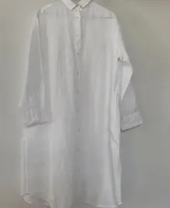 ホワイト 長袖 シャツワンピース M無印良品