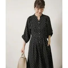 【美品】アーバンリサーチサニーレーベル ウエストマーク ドットプリントワンピース