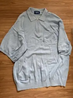 Kebez ライトブルー ハーフジップ　ニット　ポロ